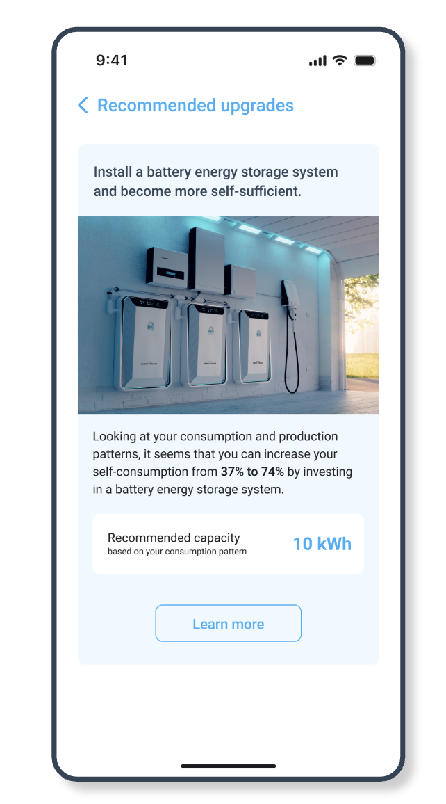Personalized Recommendations as shown in a utility app